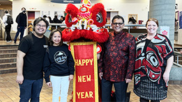 students and lion dance performers